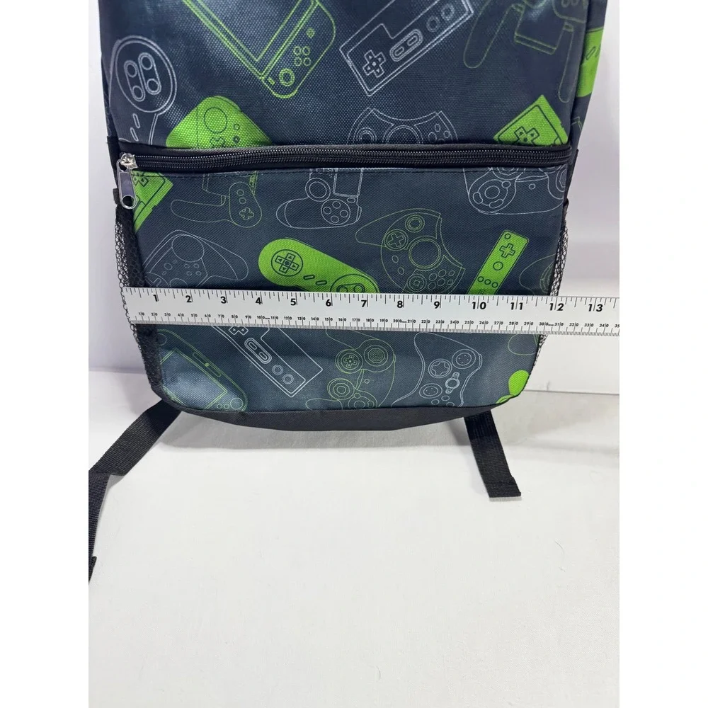 Video‎ Game Controller Print Backpack Neon Green Charcoal Gray School Bag